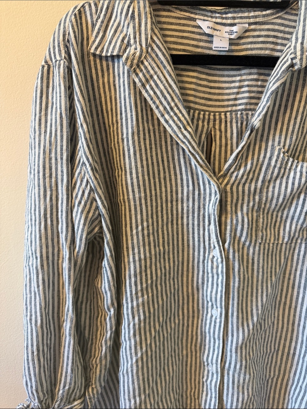 Old Navy Blue and White Vertical Stripe Button-Down Shirt
